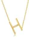 Simona Gold Plated Sterling Silver Sideways Initial Necklace In Gold - H
