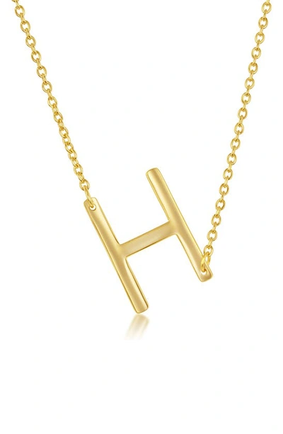 Simona Gold Plated Sterling Silver Sideways Initial Necklace In Gold - H