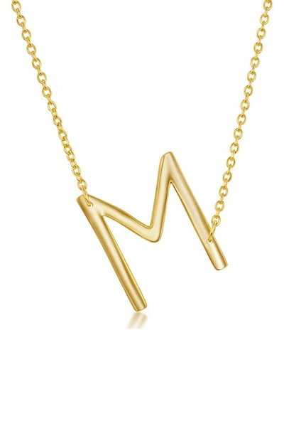 Simona Gold Plated Sterling Silver Sideways Initial Necklace In Gold - M