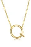 Simona Gold Plated Sterling Silver Sideways Initial Necklace In Gold - Q