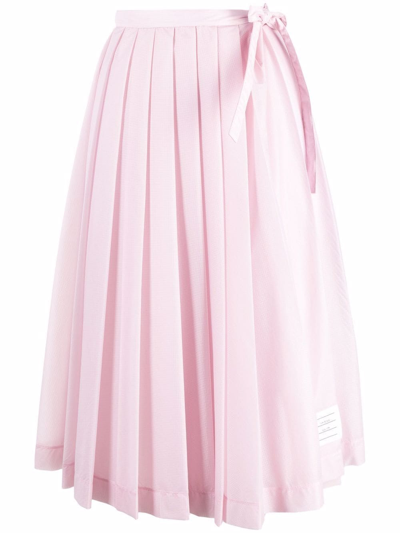 Thom Browne Pink Pleated Midi Skirt