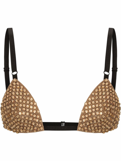 Dolce & Gabbana Crystal-embellished Bralette In Neutrals