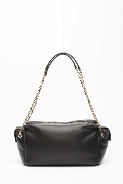 Patrizia Pepe Touch Attraction Chain-link Shoulder Bag In Black