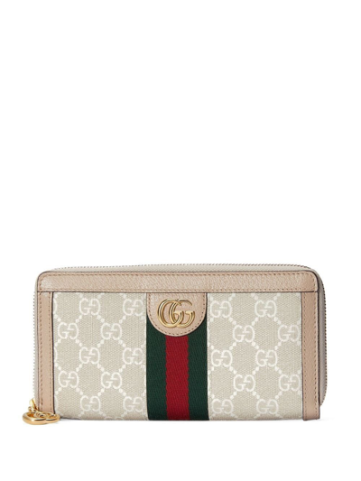 Gucci Ophidia Gg Zip Around Wallet In White