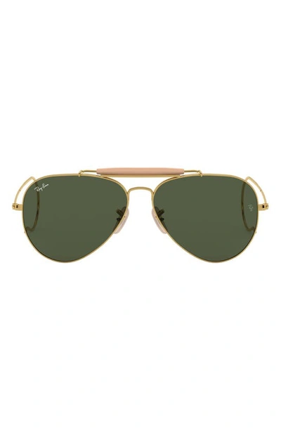 Ray Ban 58mm Pilot Sunglasses In Gold