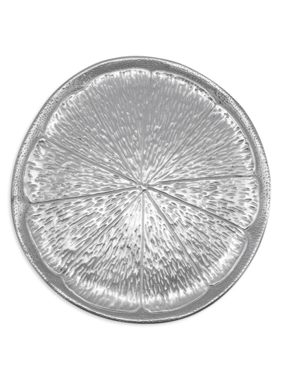 Mariposa Let's Celebrate Citrus Slice Metal Platter In Silver