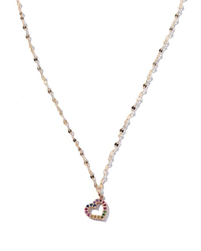 Lana Girl By Lana Jewelry Girls' Rainbow Sapphire Heart Pendant Necklace In Gold