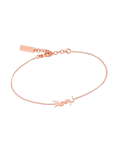 Saint Laurent Ysl Logo Thin Chain Bracelet In Rose Gold