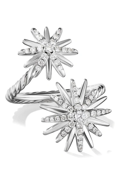 David Yurman Women's Starburst Bypass Ring With Pavé Diamonds In Silver