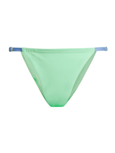 Weworewhat Women's '90s Collection Adjustable Ruched Bikini Bottom In Mint Green Blue Jean
