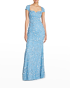 Theia Bree Beaded Sweetheart Gown In Blue