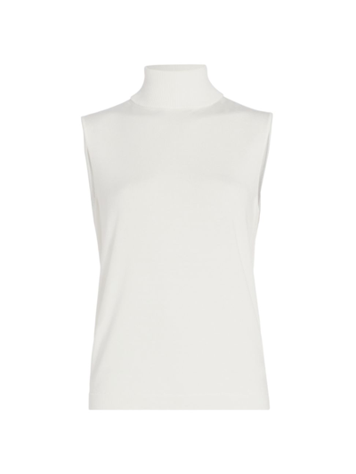 Lafayette 148 Sleeveless Knit Turtleneck Shell In Cloud