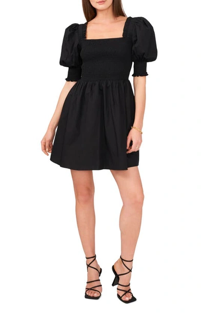 1.state Puff Sleeve Cotton Poplin Minidress In Black