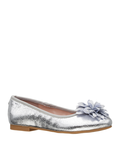 Nina Little Girls Ballet Flats In Silver-tone Metallic