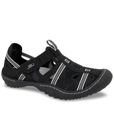Jbu Women's Regional Water-ready Strappy Sandal Flats Women's Shoes In Black/white