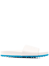 Off-white Diag-stripe Slides In Sand Blue