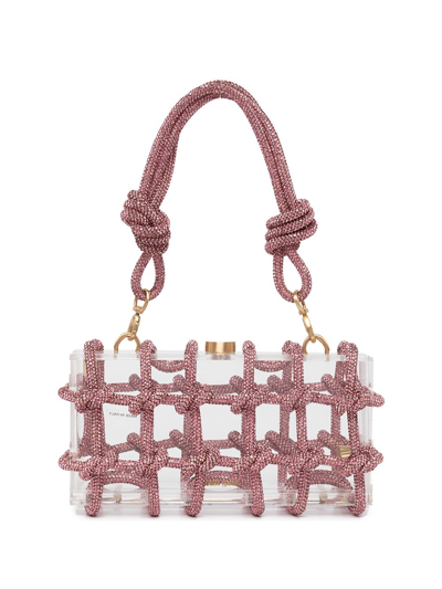 Cult Gaia Bess Caged Embellished Box Shoulder Bag In Pink