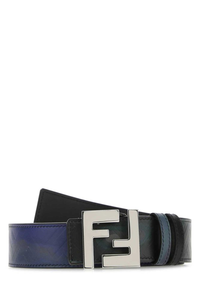 Fendi Cintura Reversible Branded Buckle Leather Belt In Black