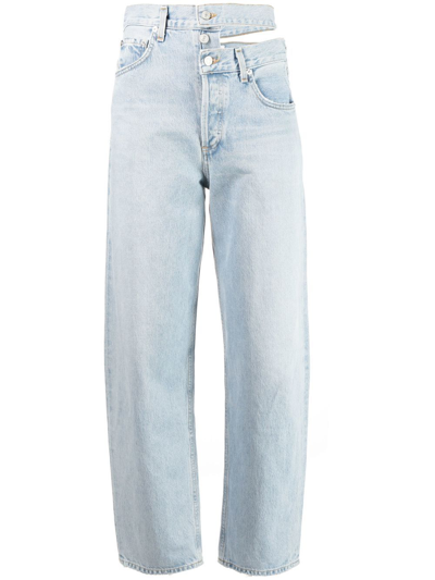 Agolde Light Blue High-waisted Straight-leg Jeans