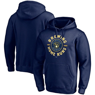 Fanatics Branded Navy Milwaukee Brewers Brewing Up Team Fitted Pullover Hoodie