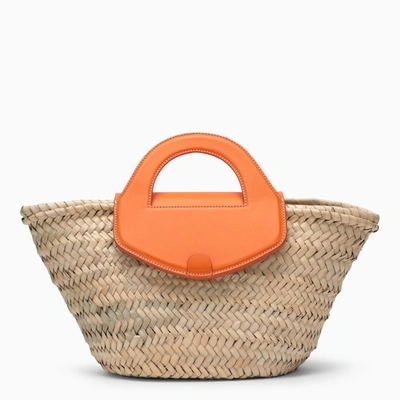 Hereu Straw And Orange Leather Alqueria Small Bag In Brown