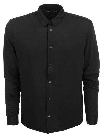 Majestic Long-sleeved Linen Shirt In Black