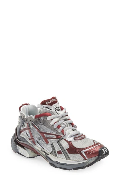 Balenciaga Track Distressed Sneaker In 9069 White/burgu/grey/ Blk