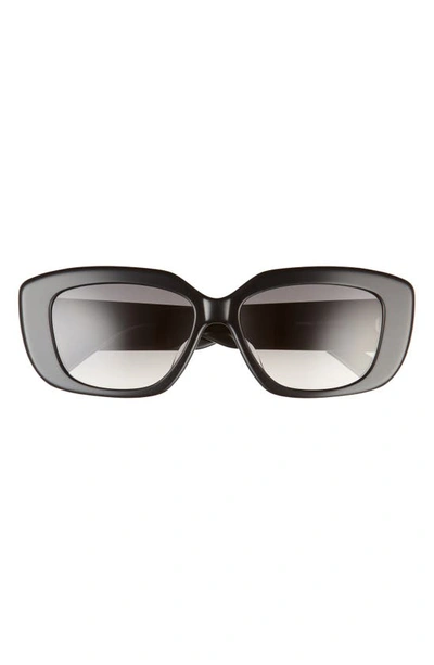 Celine Triomphe 55mm Rectangular Sunglasses In Shiny Black / Gradient Brown