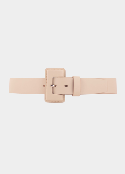 Vaincourt Paris La Petite Merveilleuse Timeless Leather Belt With Covered Buckle In Chalk