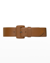 Vaincourt Paris La Merveilleuse Large Pebbled Leather Belt With Covered Buckle In Camel