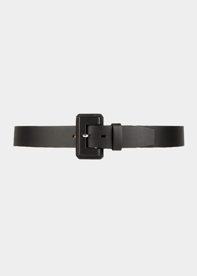 Vaincourt Paris La Petite Merveilleuse Timeless Leather Belt With Covered Buckle In Black
