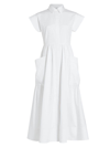 Co Cap-sleeve Poplin Midi Dress In White
