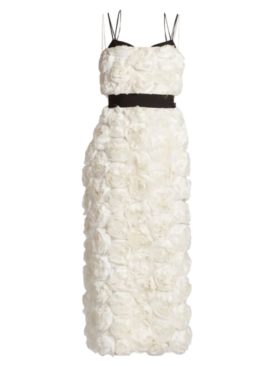 Erdem Ilona Layered Three-dimensional Rose Midi-dress In White