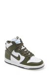 Nike Kids' Dunk Hi Basketball Shoe In White/ Cargo Khaki