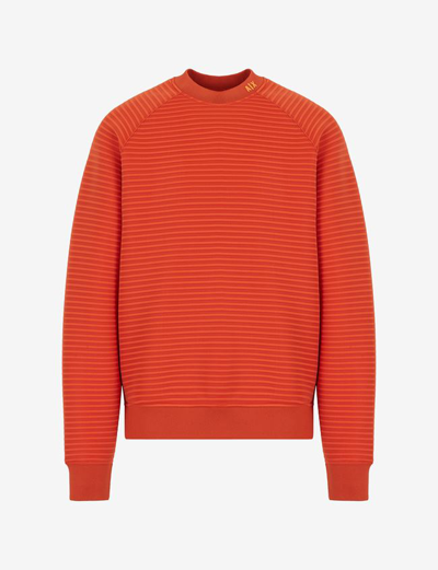 Armani Exchange Ribbed Logo-print Sweatshirt In Orange