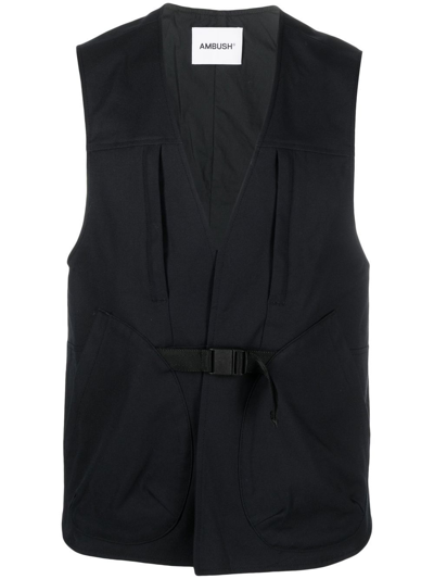 Ambush Buckle-fastening V-neck Gilet In Black