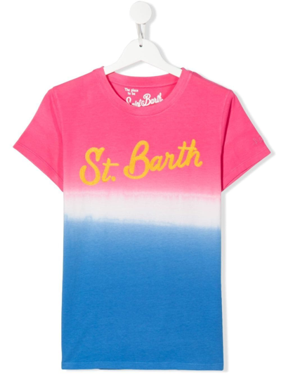 Mc2 Saint Barth Teen Logo-print Tie-dye T-shirt In Black