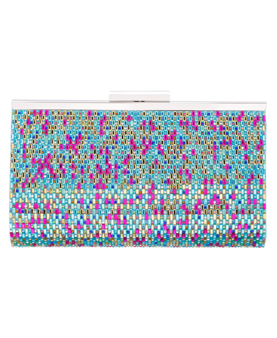 Nina Winslet Crystal Frame Clutch In Turquoise Multi