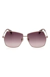 Max Mara 61mm Geometric Sunglasses In Bronze Brown Crystal Pink