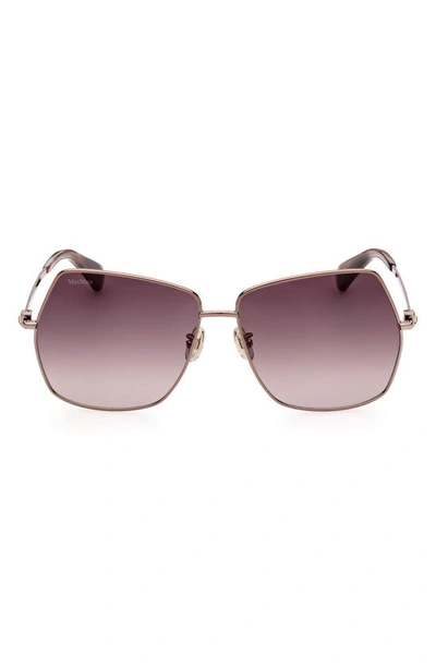 Max Mara 61mm Geometric Sunglasses In Bronze Brown Crystal Pink