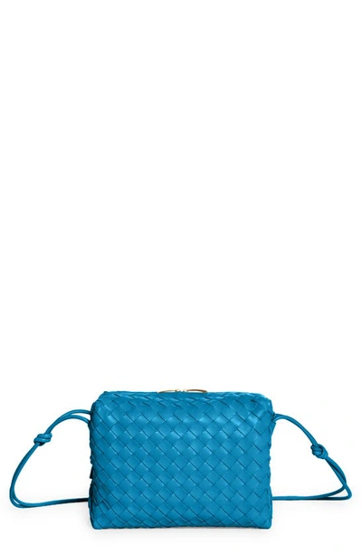 Bottega Veneta Large Loop Intrecciato Leather Shoulder Bag In Blueprint-gold