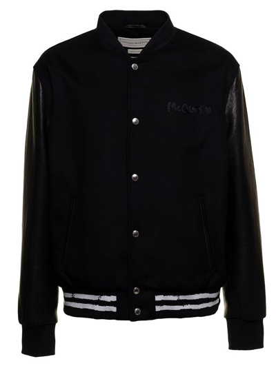 Alexander Mcqueen Mixed Media Jacket In Black