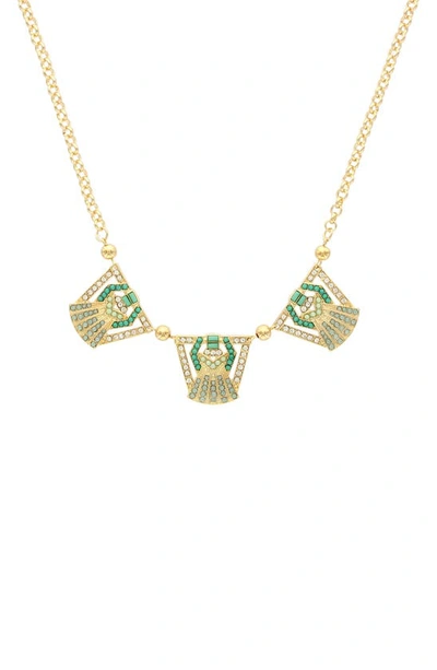 Olivia Welles Deco Detail Necklace In Gold / Turquoise