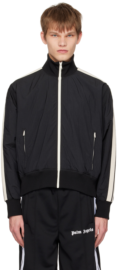 Palm Angels Curved Logo Wr Track Jacket In Black,off White