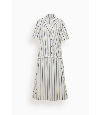 Ganni Stripe Cotton Dress In Mix Stripe Yellow Pear ModeSens - Main Image