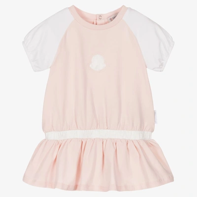 Moncler Baby Girls Pink Cotton Dress In Rosa