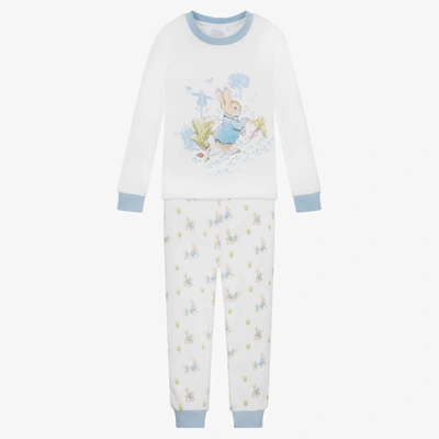 Peter Rabbit By Childrensalon White & Blue Cotton Pyjamas