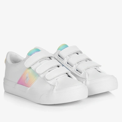 Polo Ralph Lauren Kids' Girls White & Pink Logo Trainers