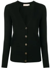 Tory Burch Madeline Merino Wool Cardigan In Black