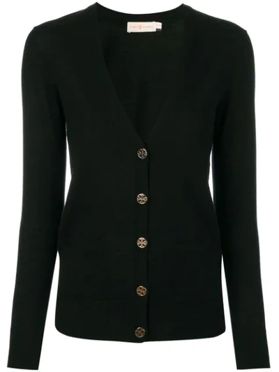 Tory Burch Madeline Merino Wool Cardigan In Black